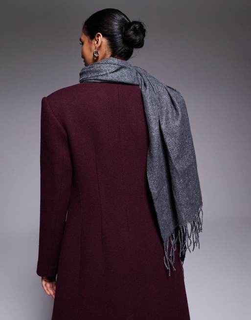 ASOS DESIGN woven supersoft scarf with tassels in charcoal