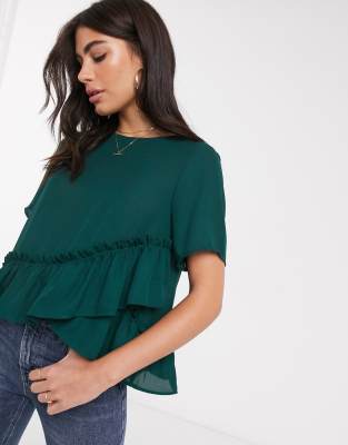 top with ruffle hem