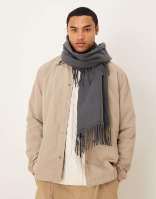 Asos Design Woven Tassel Edge Western Scarf-gray