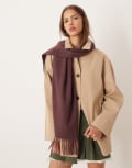 [ASOS DESIGN] ASOS DESIGN woven tassel scarf in deep mauve-Purple No Size Mauve