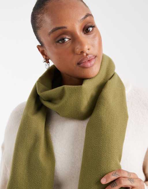ASOS DESIGN woven tassel scarf in olive | ASOS