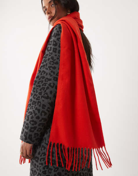 ASOS DESIGN woven tassel scarf in red - view 1
