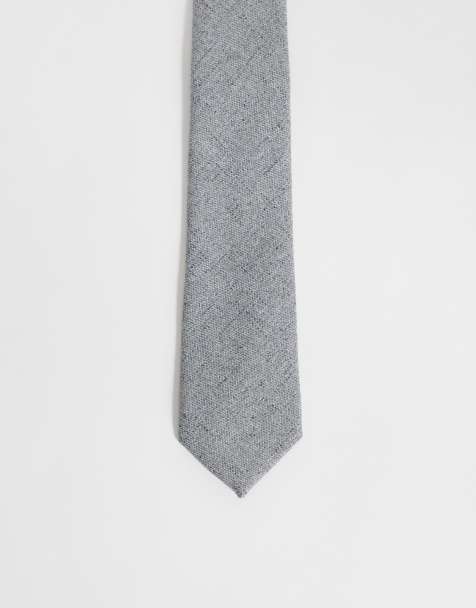 ASOS DESIGN woven texture tie in gray - view 1