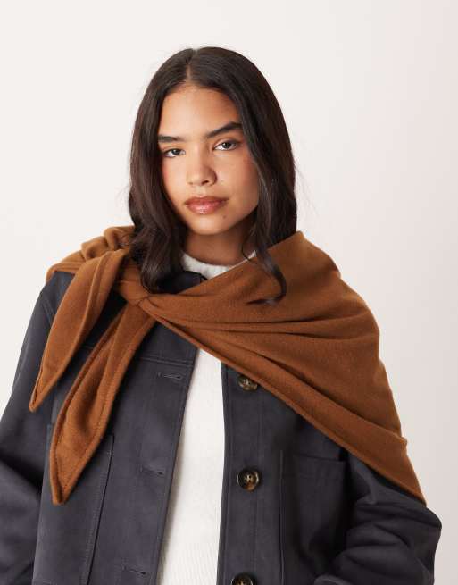 ASOS DESIGN woven triangle scarf in tabacco