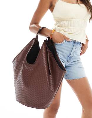 Asos Design Woven Tubular Handle Vase Tote Bag