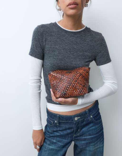 ASOS DESIGN woven two tone flap top mini crossbody bag, 4 of 5
