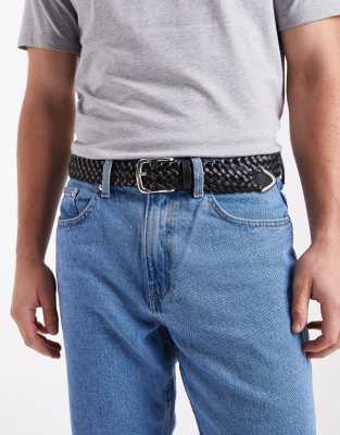 ASOS DESIGN ASOS DESIGN woven western belt in black faux leather - BLACK