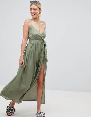 beach maxi wrap dress