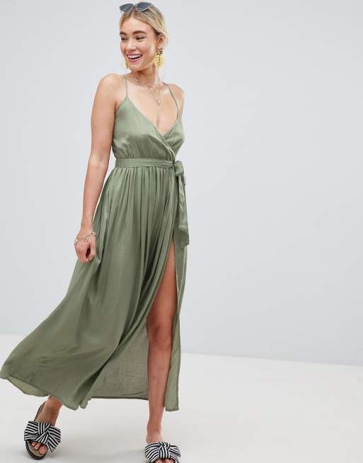 Beach maxi hot sale wrap dress