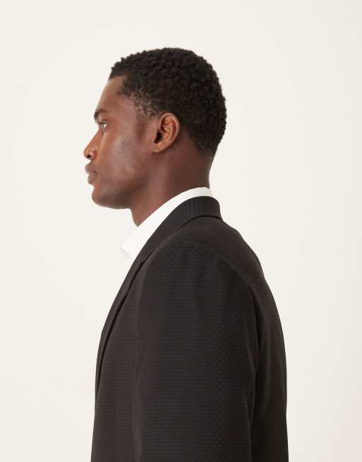 ASOS DESIGN wrap and tie regular suit jacket in black checkerboard weave |  ASOS