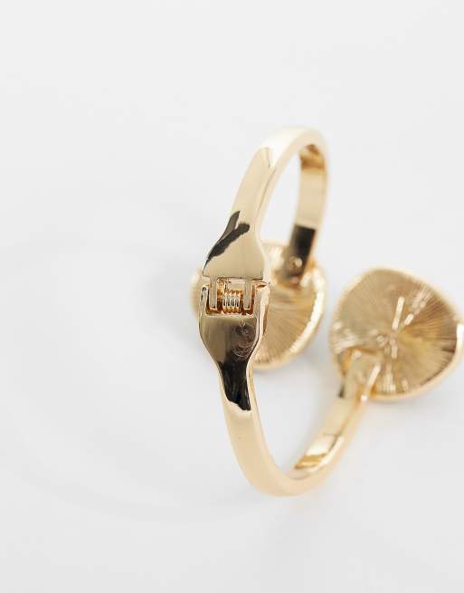 ASOS DESIGN wrap-around bangle with burgundy resin detail in gold tone, 3 of 3