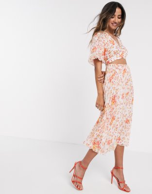 ASOS DESIGN wrap around pleated midi ...