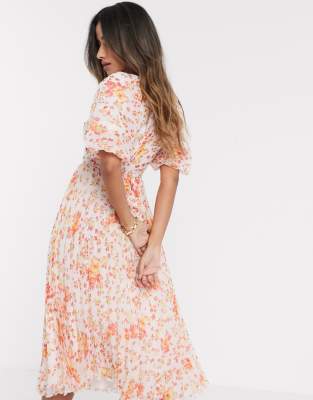 asos floral pleated dress