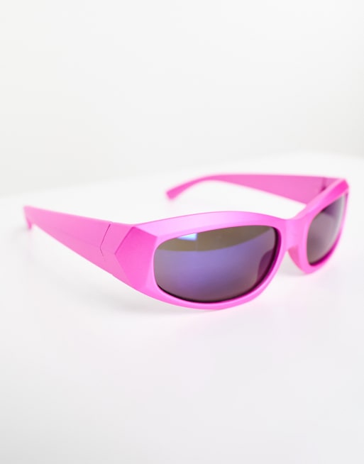 ASOS DESIGN wrap around racers sunglasses in silver