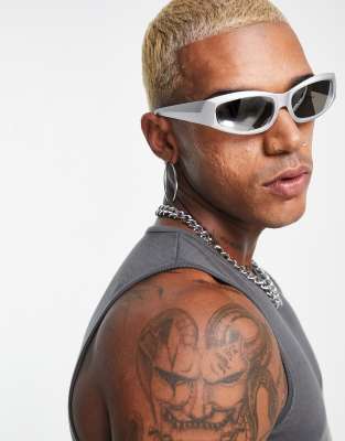 ASOS DESIGN wrap around racers in silver  - ASOS Price Checker