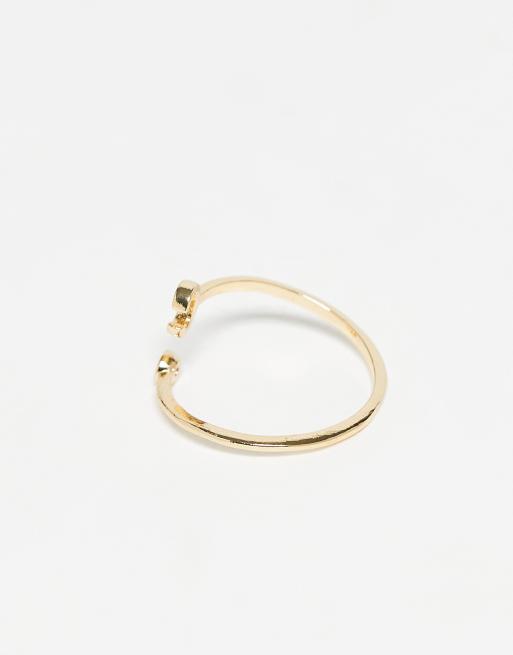 ASOS DESIGN wrap-around ring with cubic zirconia stone and C initial in gold tone with gift bag, 2 of 3