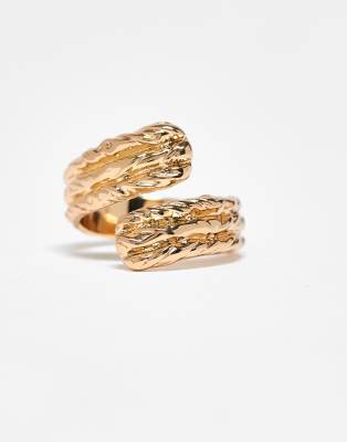 Asos Design Wrap Around Ring With Molten Texture In Gold