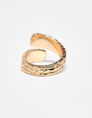 Asos Design Wrap Around Ring With Molten Texture In Gold