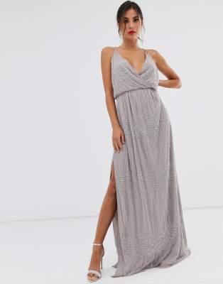 asos grey embellished dress