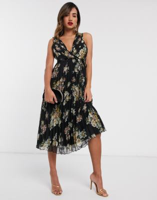 dark floral midi dress