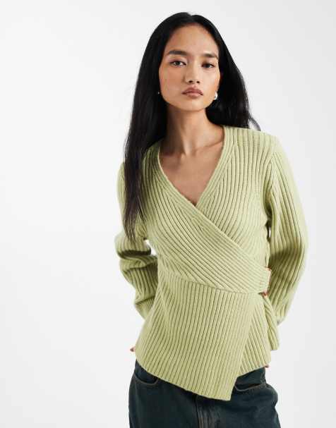 ASOS DESIGN wrap cardigan in pistachio