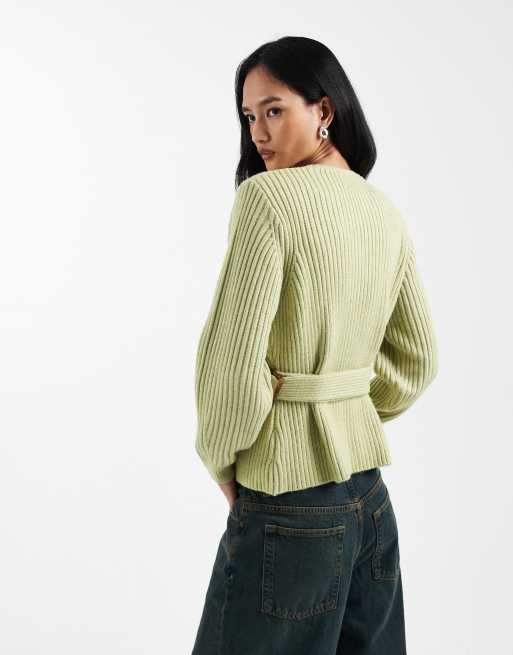 ASOS DESIGN wrap cardigan in pistachio, 4 of 4