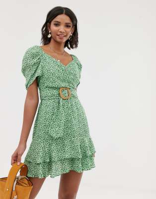 asos green floral dress