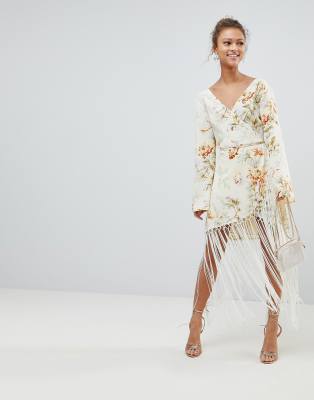 floral fringe dress