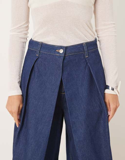 ASOS DESIGN wrap extreme pleat barrel jean in indigo