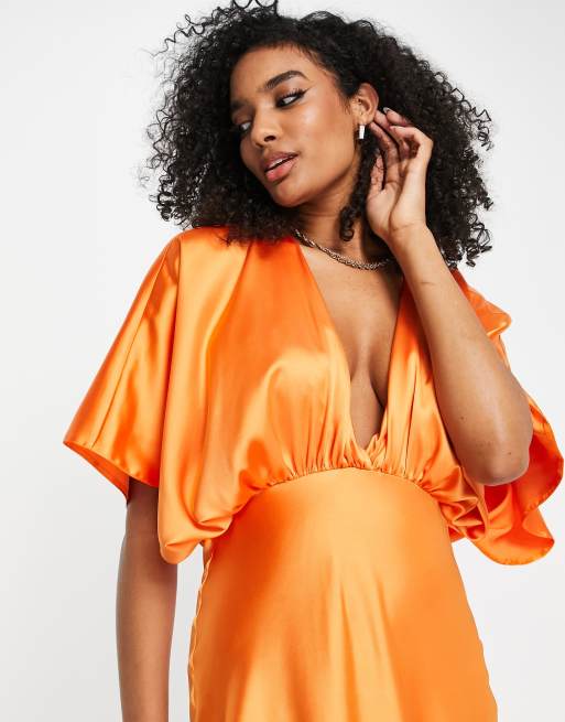 ASOS DESIGN Maternity seersucker wrap front batwing midaxi dress