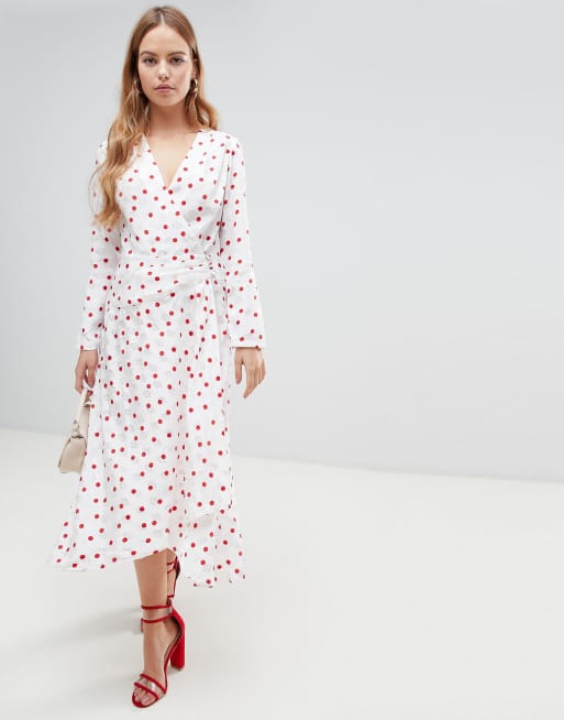 Red polka dot hot sale dress long sleeve