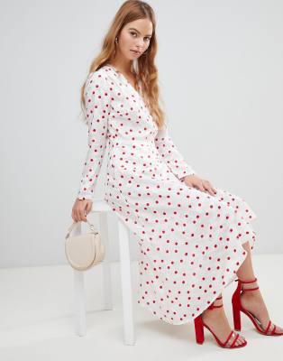 red polka dot dress long sleeve