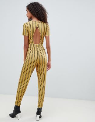 asos design wrap front jersey jumpsuit with short sleeve