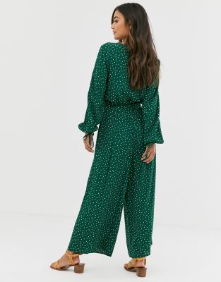 green polka dot playsuit