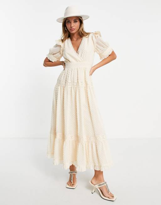 Asos cream store lace dress