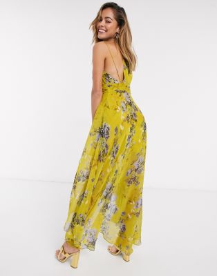 asos yellow wrap dress