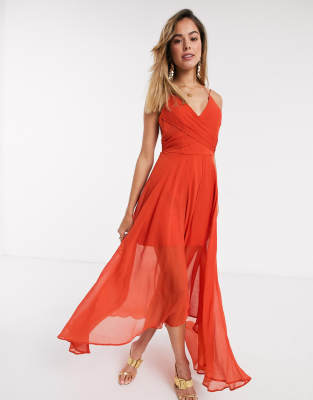 wrap front maxi dress