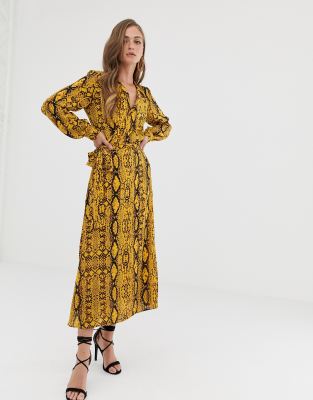 ASOS DESIGN wrap front midi dress in snake print