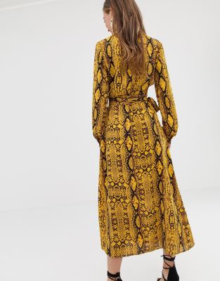 snake print wrap dress