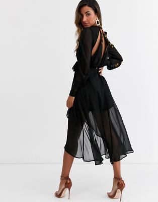asos black wrap dress