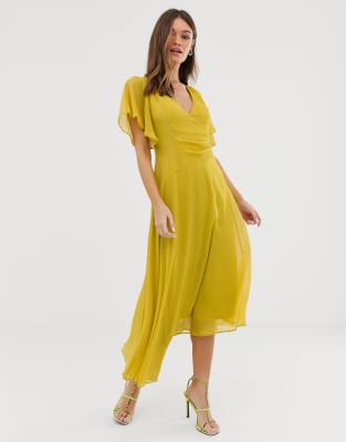 wrap front dress midi