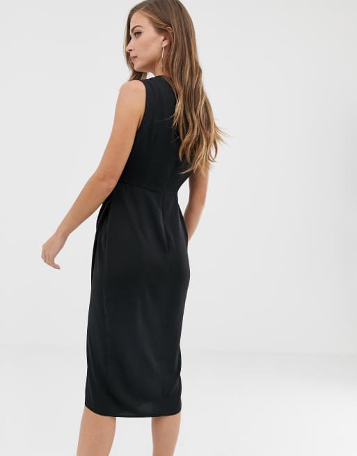 asos wrap front midi dress ASOS DESIGN supersoft wrap front midi dress in chocolate