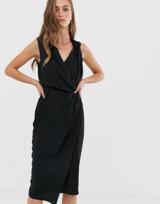 asos design wrap midi dress