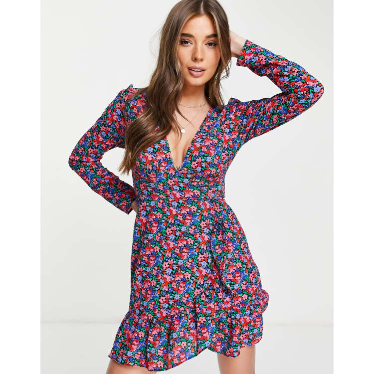 Asos floral 2025 wrap dress