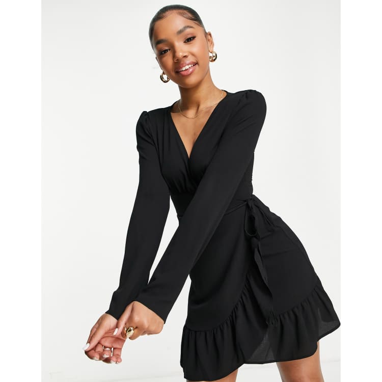 Asos black hotsell wrap dress