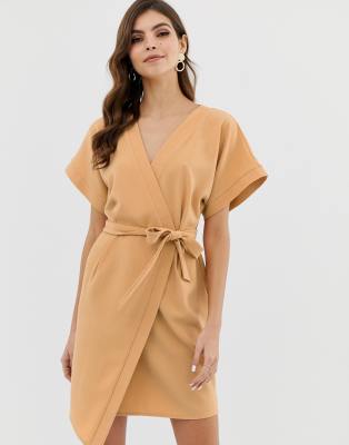 asos design wrap mini dress