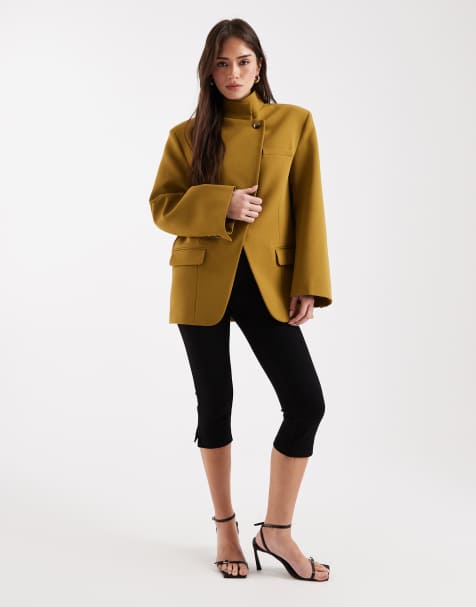 ASOS DESIGN wrap front oversized blazer in khaki