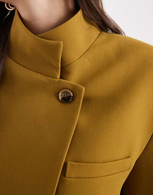 ASOS DESIGN wrap front oversized blazer in khaki, 2 of 4