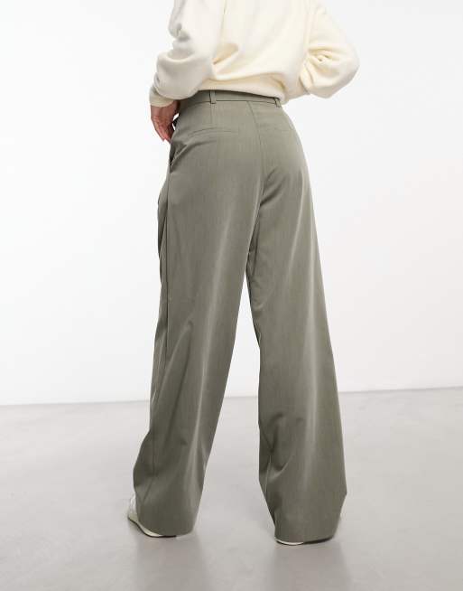 ASOS DESIGN ovoid pleat front peg pants in khaki