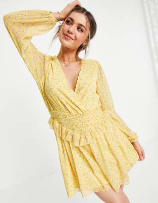 asos yellow wrap dress